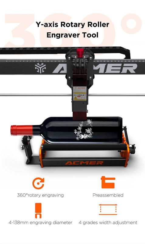 Acmer M2 Laser Engraver Rotary Roller Y Axis Rotary 360 Grade Roller Laser Graveur