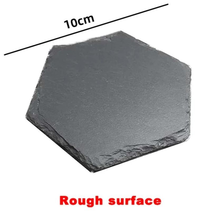Slate Stone Drink Coasters Zwart Natuurlijke Rand Slate Stone Plate Voor Bar En Huis