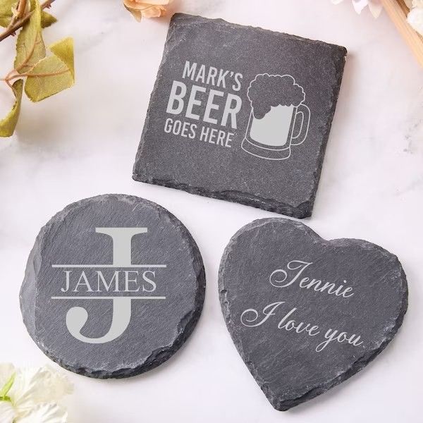 Slate Stone Drink Coasters Zwart Natuurlijke Rand Slate Stone Plate Voor Bar En Huis