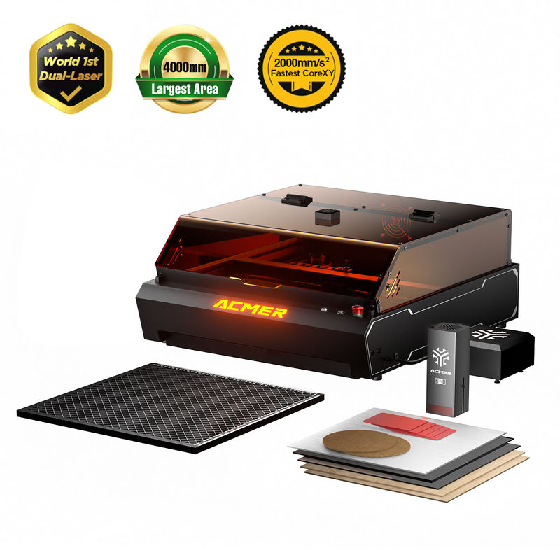 ACMER P3 2 in 1 Dual Laser, Laser Engraving Cutting Machines met 10W Diode Laser & 2W IR Laser