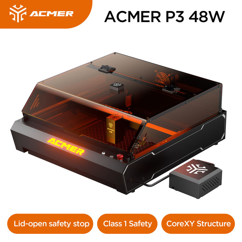 ACMER P3 48W Laser Engraver, 0,01mm Precision Diode Laser Cutter voor hout metaal en wat donkere ondoorzichtige acryl