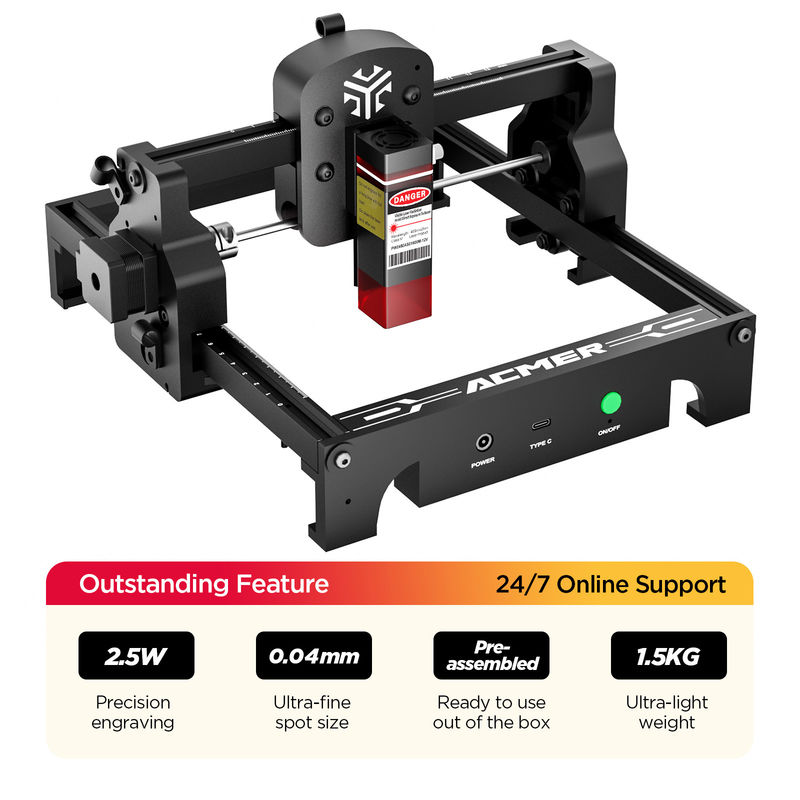 0.04*0.04mm Spot size, ACMER S1 Portable Laser Engraver Mini Machine,