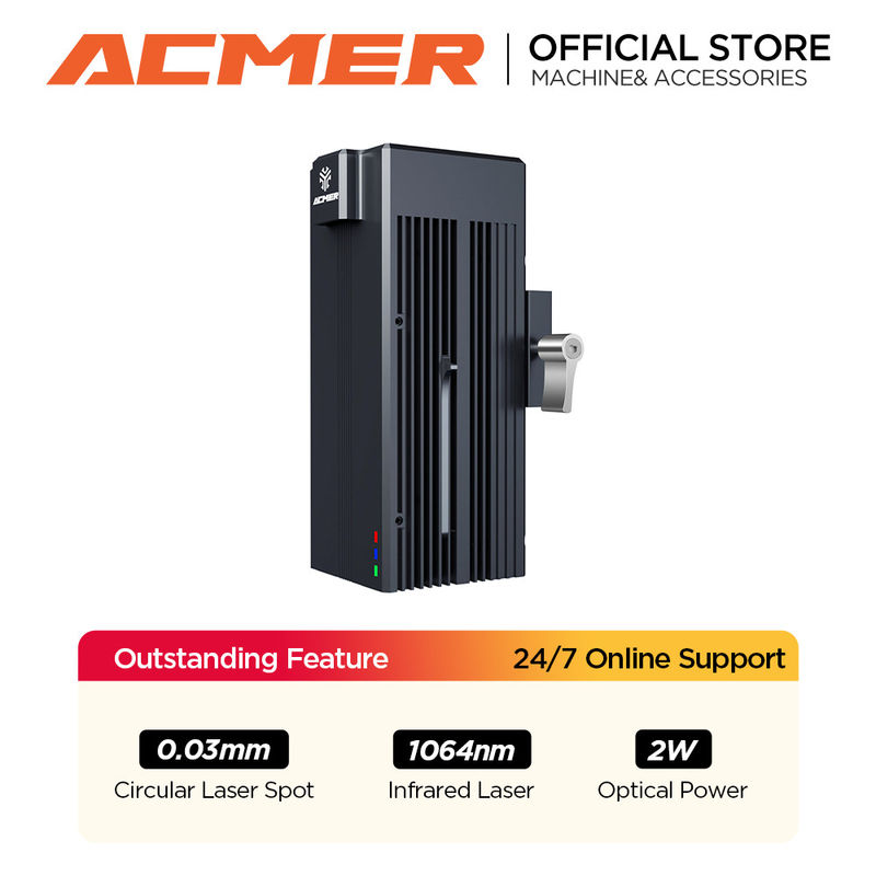ACMER Laser Module IR 2w Fiber Laser Engraver 0,03 mm Ultra-fijne plek voor metaal Plastic Rock Acrylic