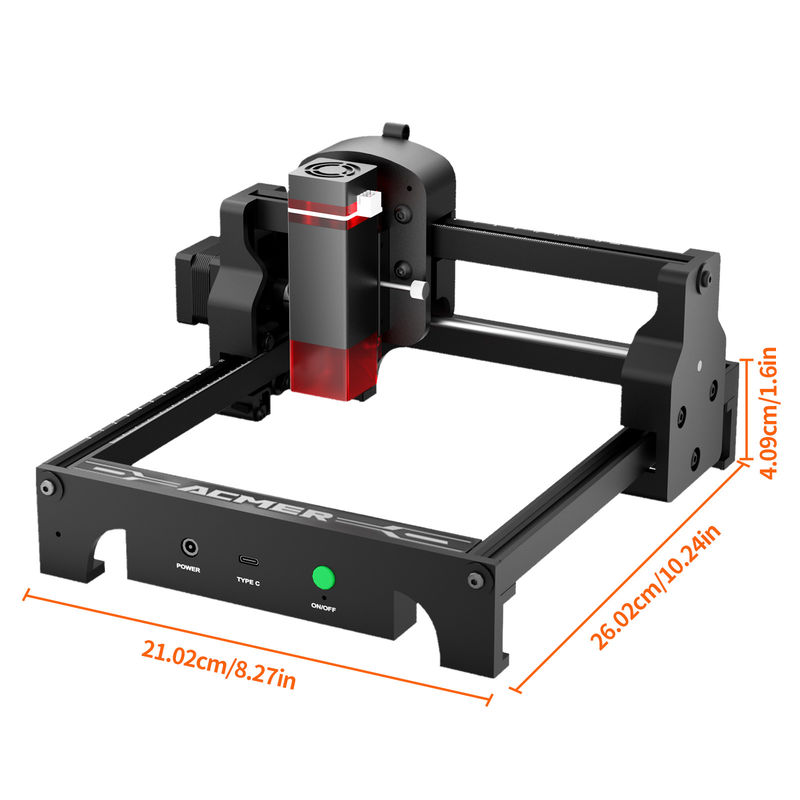 ACMER S1 Mini draagbare lasergraver voor hout / kunststof / metaal 2500mw laser output 130 * 130mm werkgebied