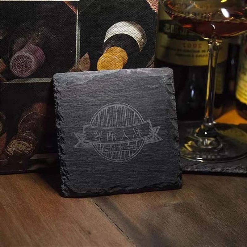 ACMER DIY Stone Coaster Slate Stone Drink Coasters Zwart Natuurlijke Rand Voor Bar En Huis