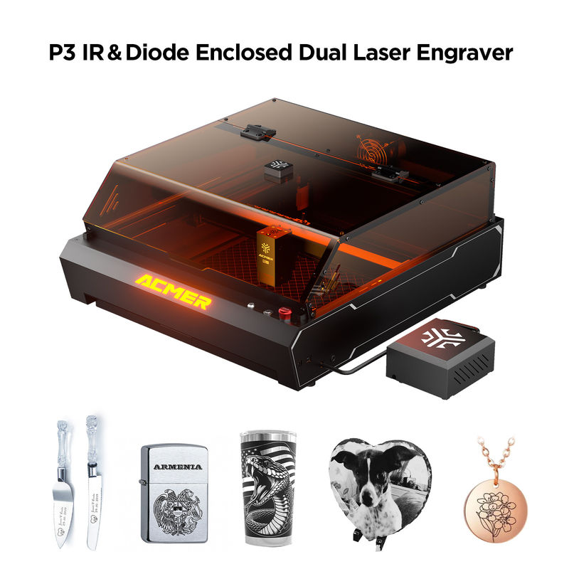 ACMER P3 Laser Engraver USB Laser Engraving Cutting Machine met 48000mm/min Engraving Speed en 0.01mm Beweging Precision