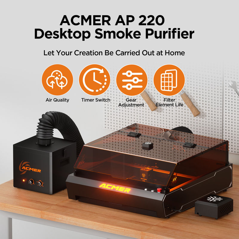 ACMER AP220 Rookluchtreiniger Stil en veelzijdig Lasergraveringsmachine Accessoires voor buizen